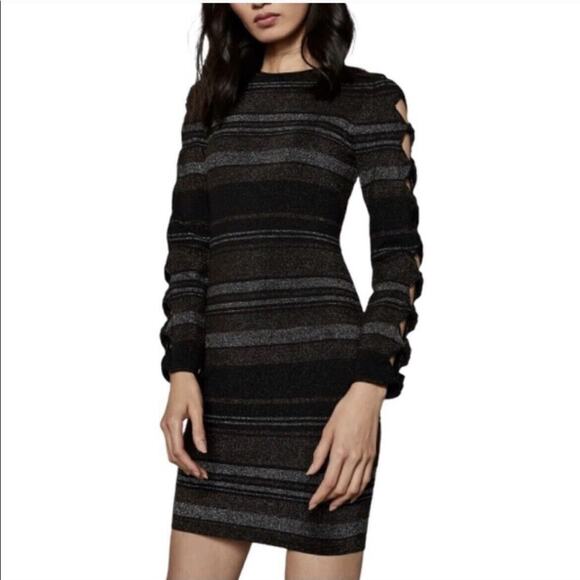 Ted Baker Simona Bow Detail Knitted Bodycon Dress, Black Size 2 US Cocktail - Picture 1 of 10